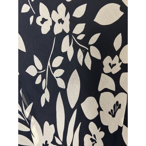 Vintage 90s Vision Apparel Dress Women's 6 Floral, Silk black and white summer - Picture 9 of 11